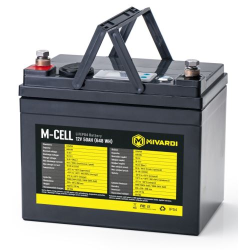 Mivardi Batéria M-Cell LiFePO4 12V 50Ah + 10A Nabíjačka