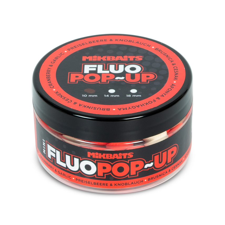 Mikbaits mini plávajúce boilie fluo 100 ml 10 mm - brusnica cesnak