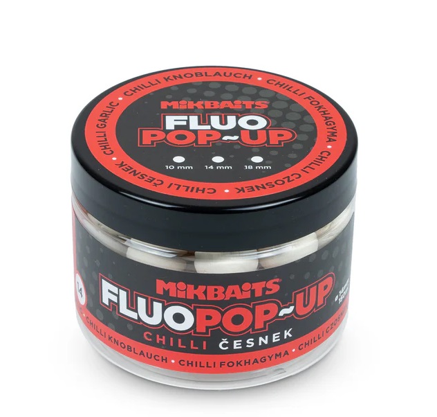 Mikbaits plávajúce boilie fluo chilli cesnak 150 ml - 14 mm