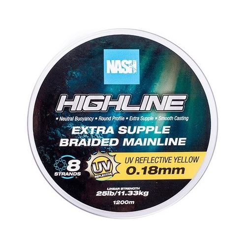 Nash Splietaná Šnúra Highline Extra Supple Braid UV Yellow 1200 m