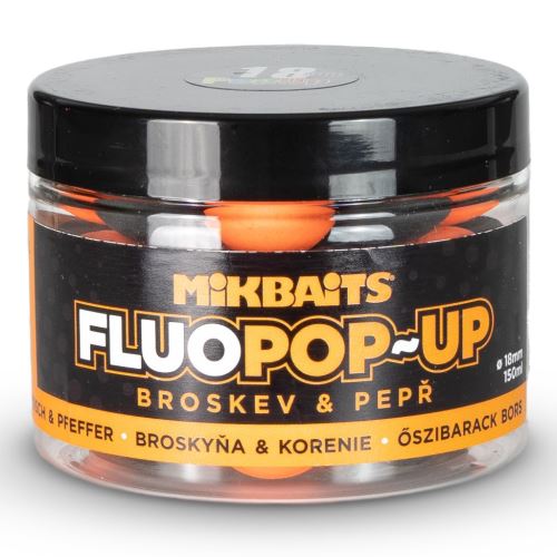 Mikbaits Plávajúce Boilie Fluo Broskyňa Čierne Korenie 150 ml