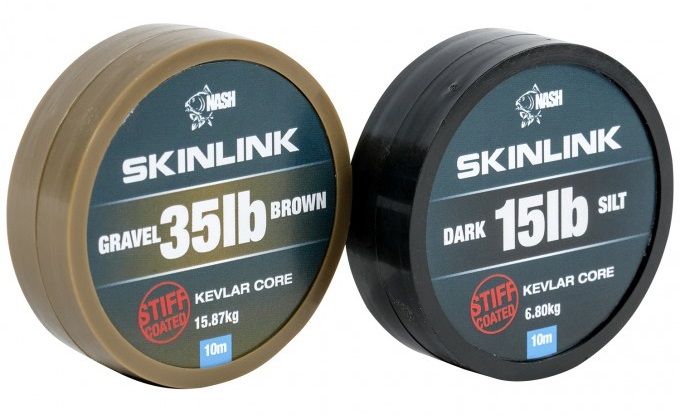 Nash náväzcová šnúrka obalená skinlink stiff 10 m silt tmavá-priemer 25 lb / nosnosť 11,33 kg