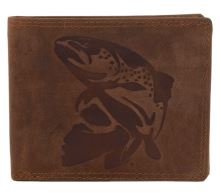 Mercucio Rybársky Darčekový Set Pstruh - Pánska Peňaženka a Kožený Opasok Svetlý Šitý (1)