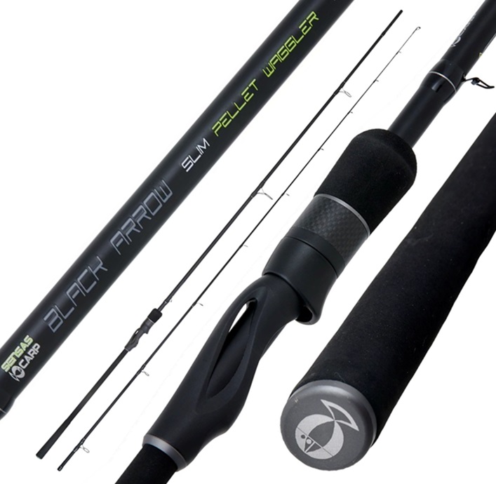 Sensas prút black arrow slim waggler pwg 3,6 m 30 g.
 Dostupný v dvoch variantoch: •Black Arrow Slim Pellet Waggler 330, dĺžka 330 cm, vrhacia záťaž do 25 g, počet dielov 2, skladná dĺžka 170 cm •Black Arrow Slim Pellet Waggler 360, dĺžka 360 cm, vrhacia záťaž do 30 g, počet dielov 2, skladná dĺžka 187 cm