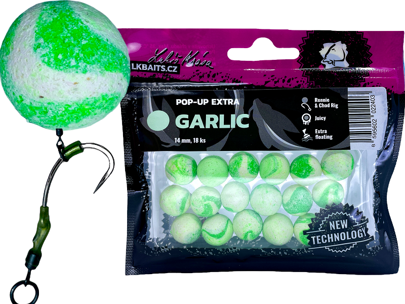 Lk baits plávajúce boilie pop-up extra garlic - 18 mm 14 ks