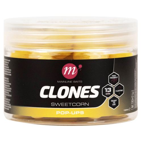 Mainline Plávajúce Boilies Clones Pop Ups 13 mm 150 ml Sweetcorn