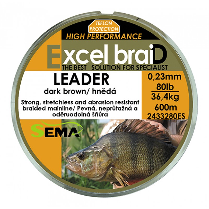 Sema splietaná šnúra leader hnedá-priemer 0,31 mm / nosnosť 120 lb / návin 300 m