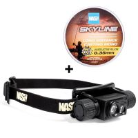Nash Čelovka Powerbanx UV Headtorch + Vlasec Vlasec Skyline Mono UV Yellow 1000 m 0,30 mm 5,44 kg