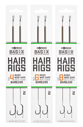 Korda náväzec  basix hair rigs wide gape barbless 2 ks - 18 lb veľkosť háčika 6