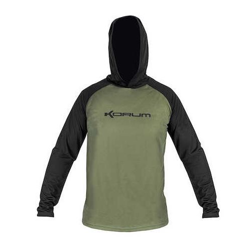 Korum Tričko Hooded Dri-Active Long Sleeve T-Shirt