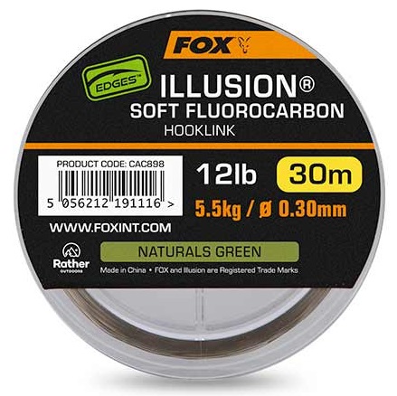 Fox fluorocarbon edges illusion soft hooklink naturals green 30 m - 0,30 mm 5,5 kg