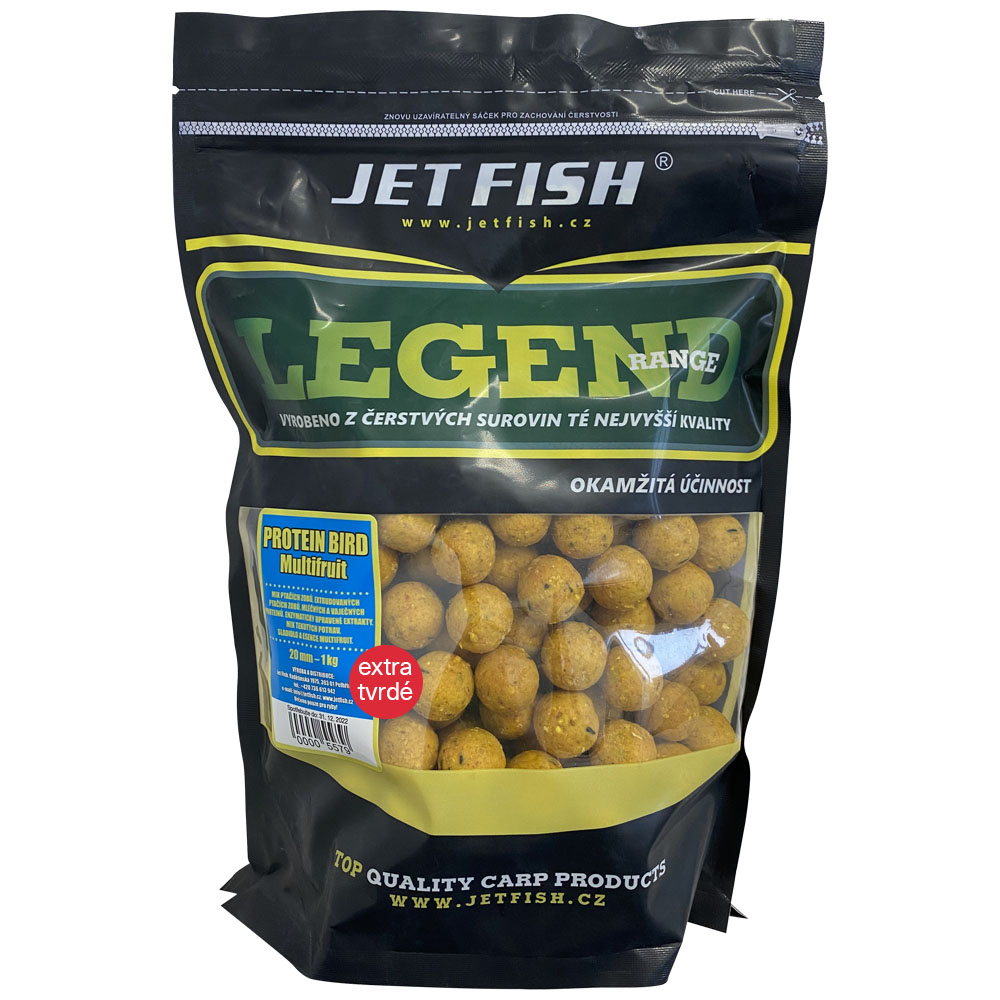 Jet fish extra tvrdé boilie legend range protein bird multifruit 250 g-30 mm