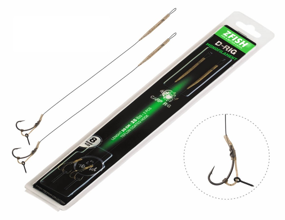 E-shop Zfish náväzec monofilament d-rig 20 cm - veľkosť háčika 6