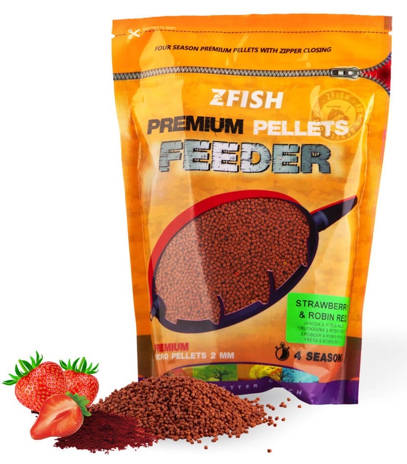 Zfish mikro pelety premium feeder pellets 2 mm 700 g - strawberry & robin red