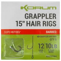 Korum Náväzec Grappler 15” Hair Rigs Barbed 38 cm - Veľkosť Háčika 12 Priemer 0,26 mm Nosnosť 10 lb