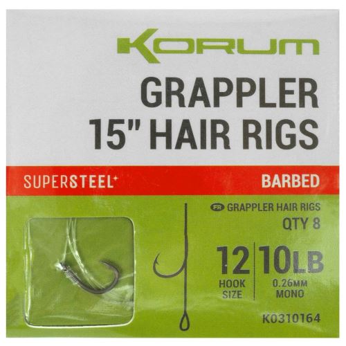 Korum Náväzec Grappler 15” Hair Rigs Barbed 38 cm