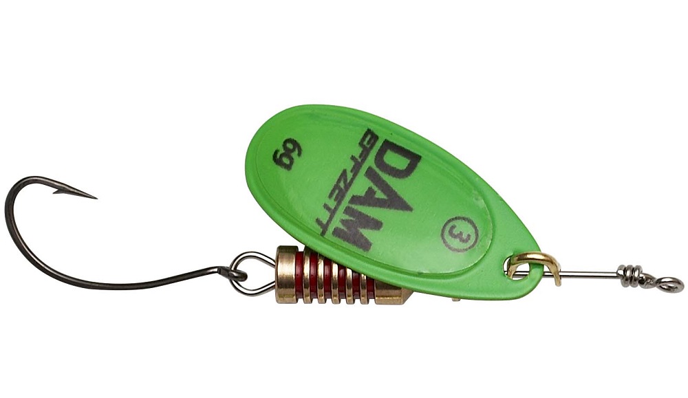 Dam blyskáč effzett spinner with single hooks sinking green - 3 6 g