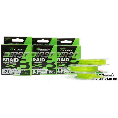 Intech First Splietaná Šnúra Braided Line Braid X8 Green 150 m