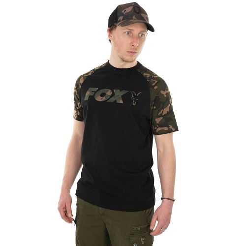 Fox Tričko Raglan T Shirt Black Camo