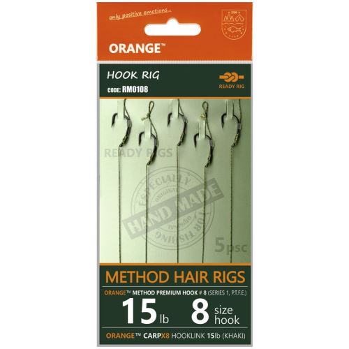 Life Orange Nadväzce Method Hair Rigs S1 15 lb 5 ks