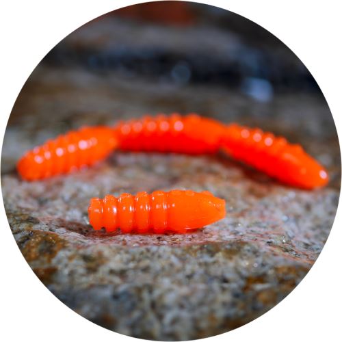 RedBass Gumová Nástraha Trout Grub 3x25mm - Signal Orange UV COLOR