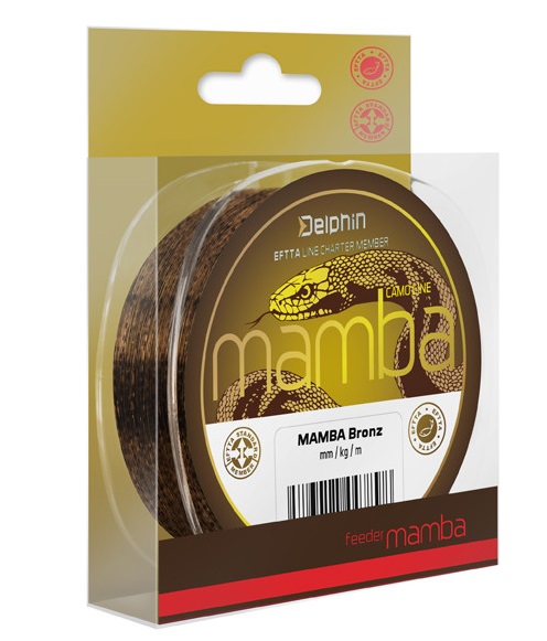 Delphin vlasec mamba feeder bronz - priemer 0,18 mm / nosnosť 2,9 kg / návin 200 m