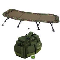 Giants Fishing Set Lehátko Flat Fleece Camo XXL 8Leg + Cestovná taška Deluxe XL