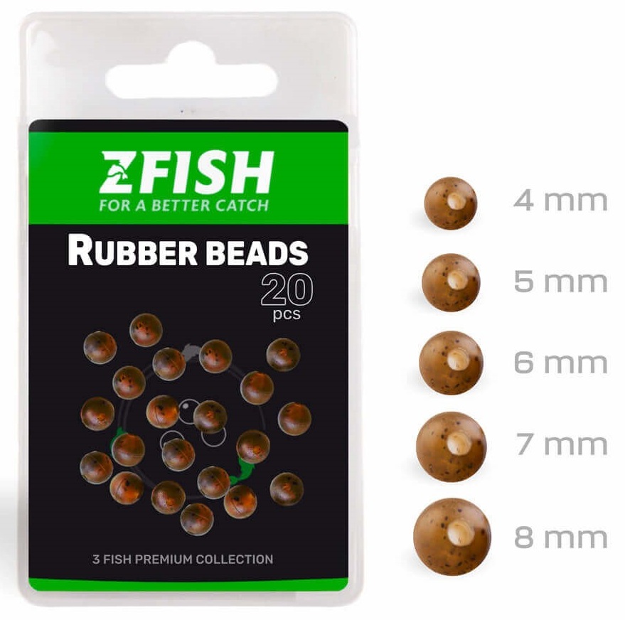 E-shop Zfish gumové korálky rubber beads 20 ks - priemer 7 mm