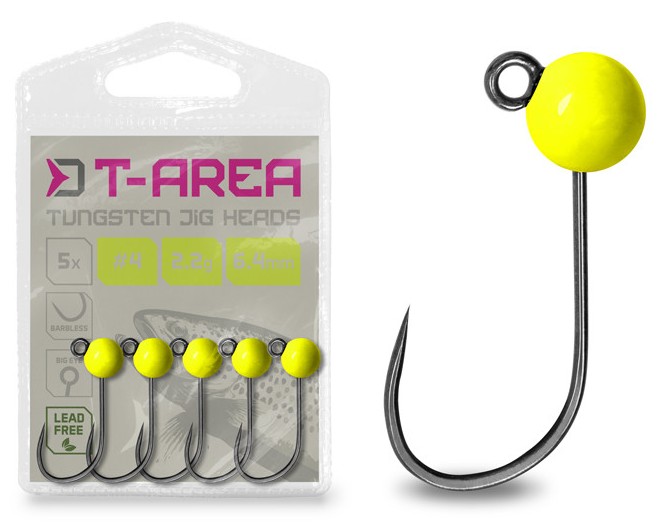 E-shop Delphin jigová hlavička t-area bl wolframový jig fluo žltý 5 ks - #6 / 0,6 g / 4 mm