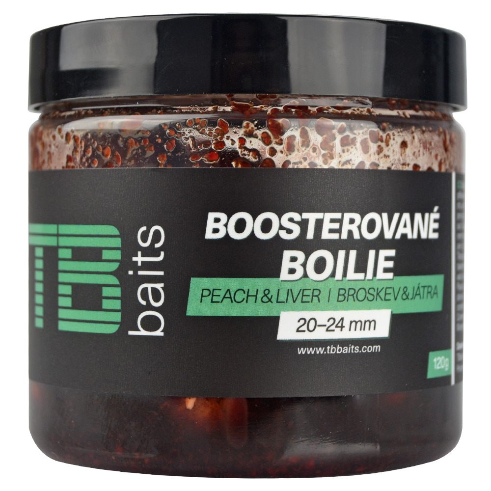 Tb baits boosterované boilie peach liver 120 g 20-24 mm