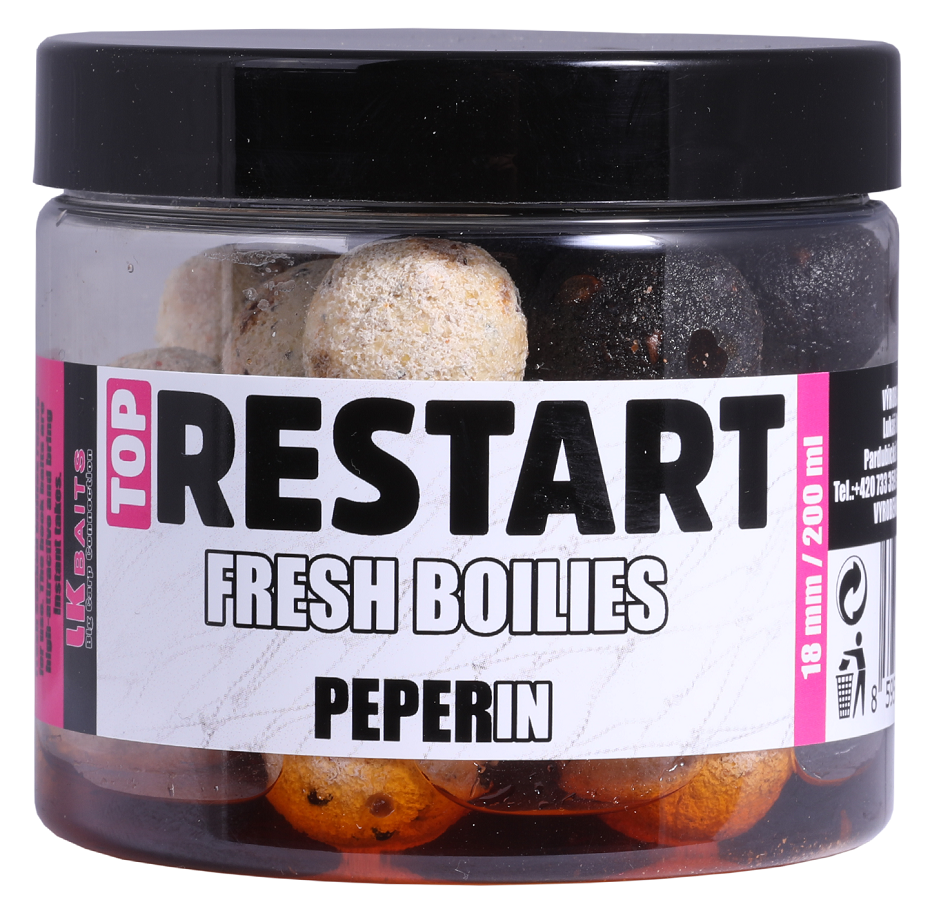 Lk baits boilie fresh toprestart 18 mm 250 ml-peperin