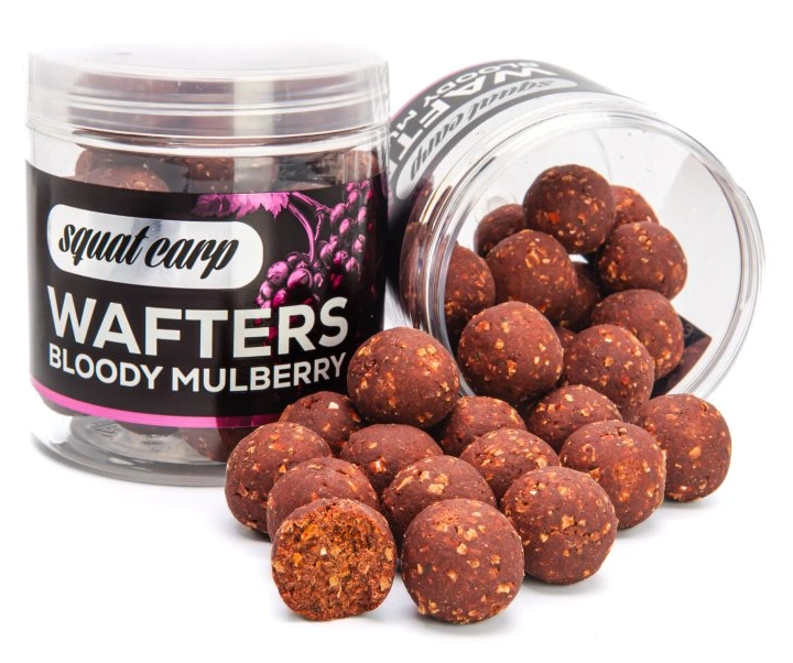 Squat carp vyvážené boilies wafters bloody mulberry - 150 g 24 mm