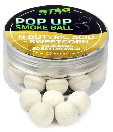 Stég plávajúce boilie pop up smoke ball 25 g 14 mm - n-butyric sweet corn