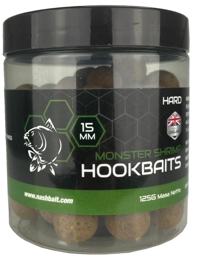 Nash tvrdené boilie hard hookbaits monster shrimp - 125 g 15 mm