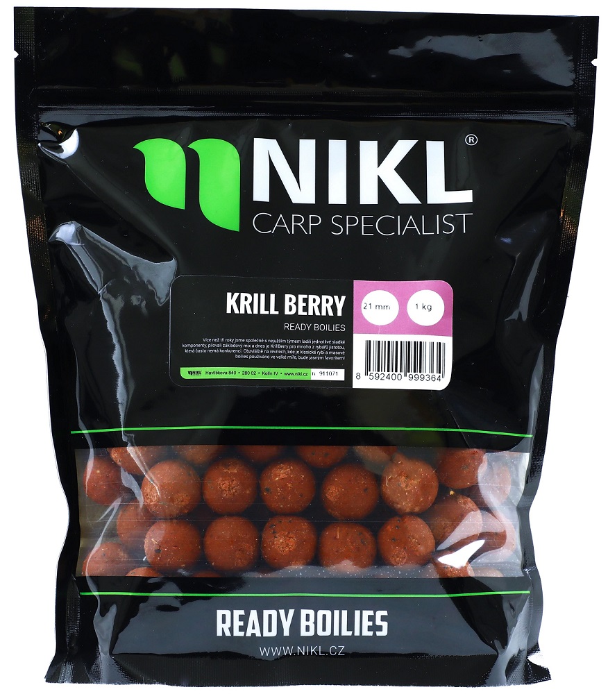 Nikl hotové boilie krillberry ready - 1 kg 30 mm