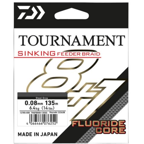 Daiwa Splietaná šnúra Tournament Sinking Feeder Braid Grey 8 +1 135 m