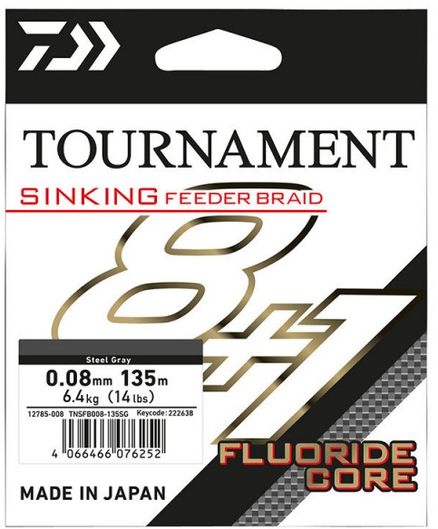 Daiwa splietaná šnúra tournament sinking feeder braid grey 8 +1 135 m - 0,08 mm