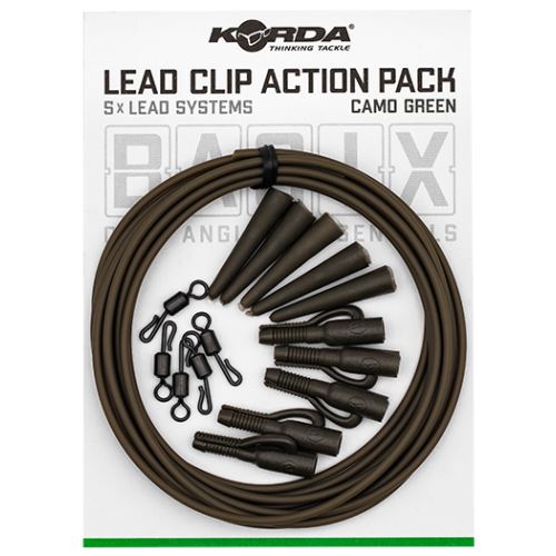 Korda Montáž Basix Lead Clip Action Pack Camo Green 5 ks