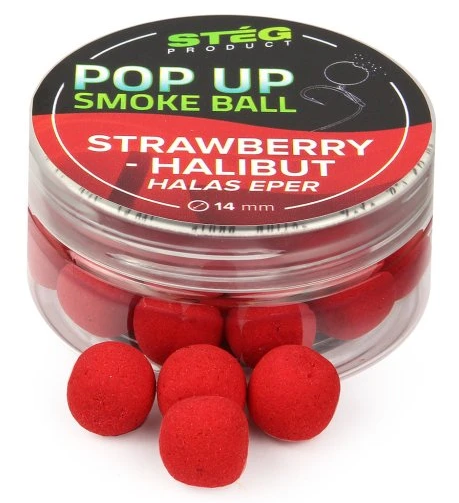 Stég plávajúce boilie pop up smoke ball 25 g 14 mm - strawberry halibut