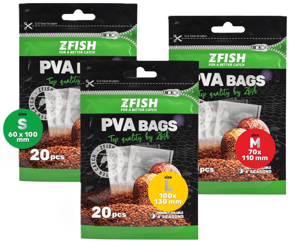 Zfish pva vrecká pva bags 20 ks - l 130x100 mm