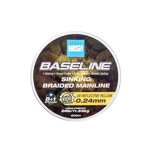 Nash Splietaná Šnúra Baseline Sinking Braid UV Yellow 600 m