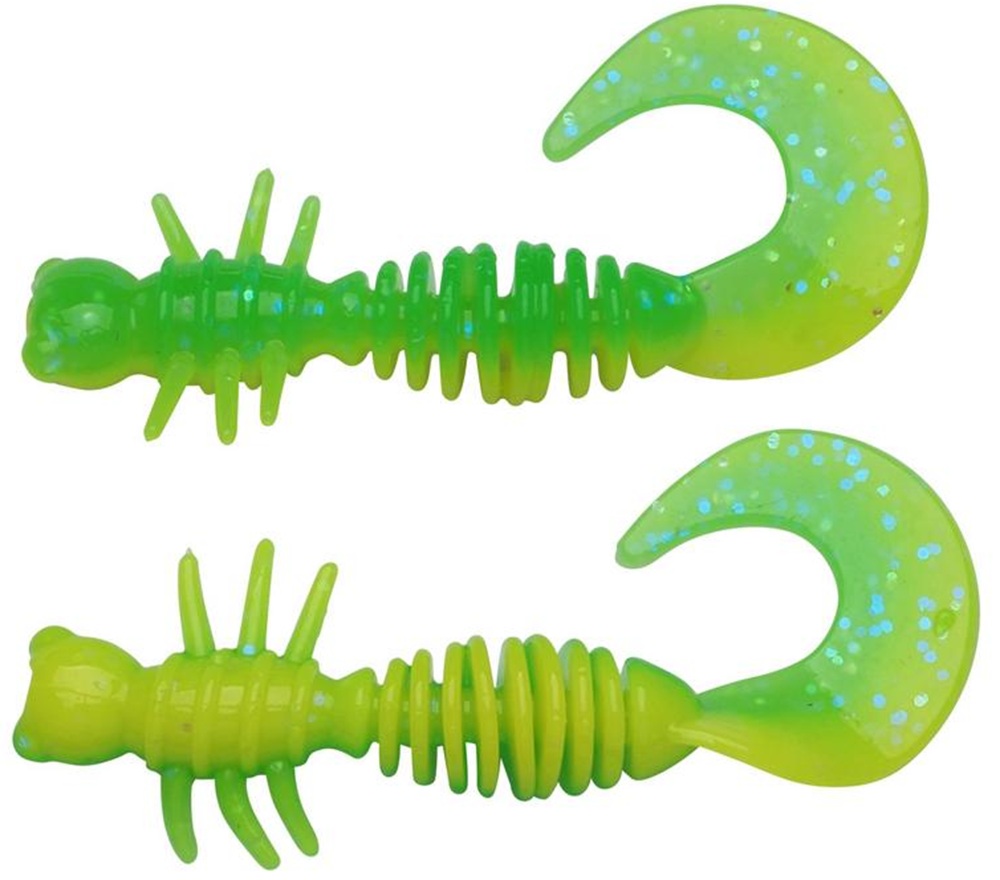 Berkley gumová nástraha powerbait power curly spring green sunshine yellow -  5,5 cm 10 ks