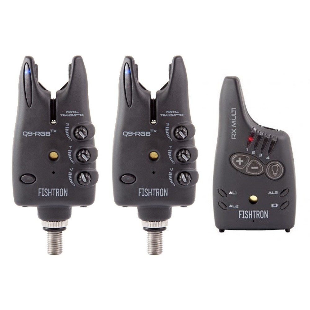 Flajzar sada signalizátorov fishtron q9 rgb tx-2+1.
 Špecifikácia: • unikátna multifunkčná optická signalizácia s možnosťou zmeny farby • jednoduché Nástavné jasu LED stĺpca • rýchly a presný prenos informácií o zábere na prijímač • akustická signalizácia s veľkým spektrom tónov • intuitívna regulácia citlivosti, tónu a hlasitosti • extrémne jemné nastavenie citlivosti od 4mm • funkcia MUTE • atraktívny dizajn s pogumovaným telom • konektor pre pripojenie swingeru • veľmi dlhá výdrž batérie 
  Novinky 2020 Zobrazenie stavu batérií Ihneď po zapnutí, signalizátor detekuje stav batérií.
 bezpečnostná poistka Ktorá sa automaticky spustí pri vypnutí signalizátora a spustí akustickú výstrahu na Vašom príposluchu.
 FUNKCIA INKOGNITO Novo Vám umožní táto funkcia si nastaviť signalizátor tak, aby Vám pri zábere nesvietili diódy a záber bol signalizovaný svetelne aj akusticky iba na príposluchu.
 RX MULTI Rozpozná nielen záber, ale aj rýchlosť a smer odvíjania vlasca, nové tiež nastavenie farby LED.
 Prijímač obsahuje 3 alarmové kanály, ktoré spolupracujú s rybárskymi alarmami ALF3.
 Čo je nové u nášho najpredávanejšieho príposluchu?
 Novo sme pre Vás predĺžili výdrž batérie a to až do 10 dní v nonstop zapnutom režime.
 Predĺžili sme dosah odpočúvania v teréne.
 Pri zapnutí alebo vypnutí signálozátoru vám to odposluch oznámi tónom.
 Pri zábere sa automaticky zablokuje poplach z čidiel ALF 3 po uplynutí 3 minút sa opäť odblokuje.
 Obsah sady: • signalizátory Q9-RGB-TX (2 ks.) • Prijímač RX MULTI • Praktický kufrík pre prenášanie