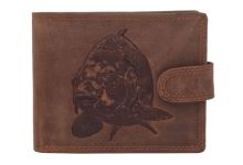 Mercucio Rybársky Darčekový Set Kapor Hlava - Pánska Peňaženka a Kožený Opasok Svetlý Šitý (1)