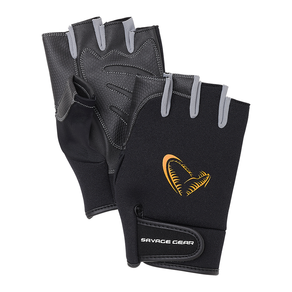 Savage gear rukavice neoprene half finger black - l