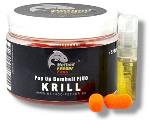 Cesnakmethod feeder fans plávajúce dumbell pop up 8x15 mm 150 ml + sprej esencia 2 ml - krill