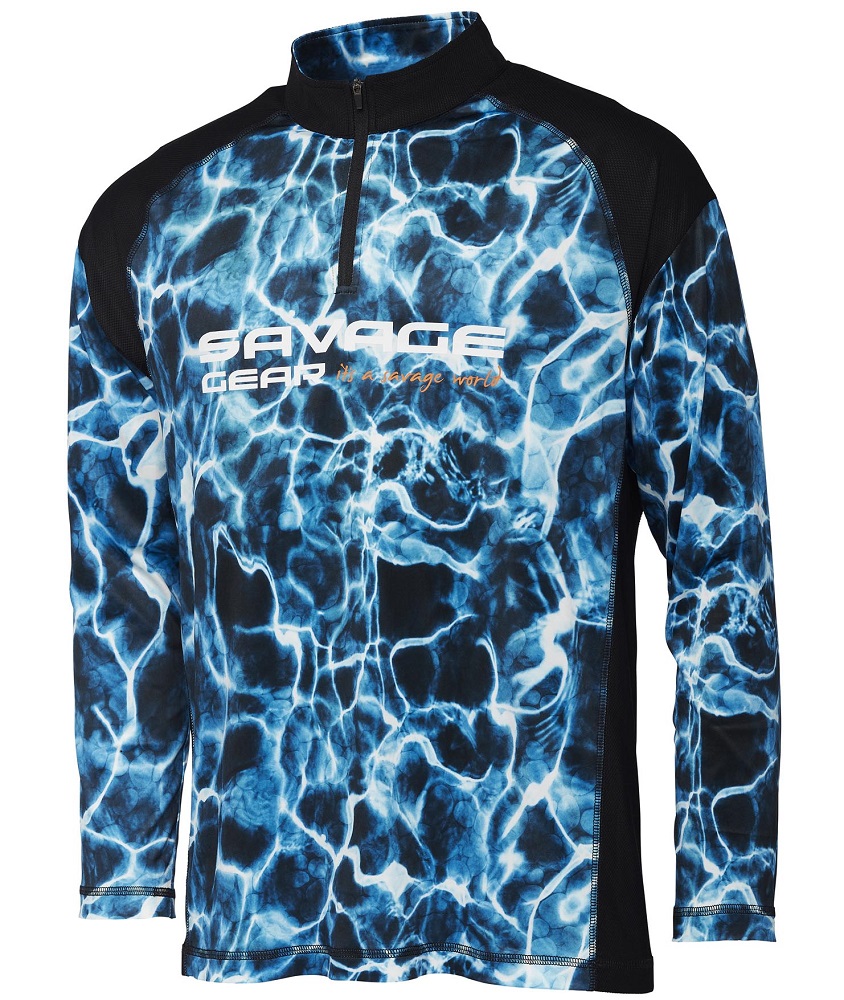 Savage gear tričko marine uv long sleeve tee sea blue - xl