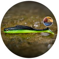 RedBass Gumová Nástraha Ripper Kicker Black/Signal Yellow UV COLOR - L 100 mm