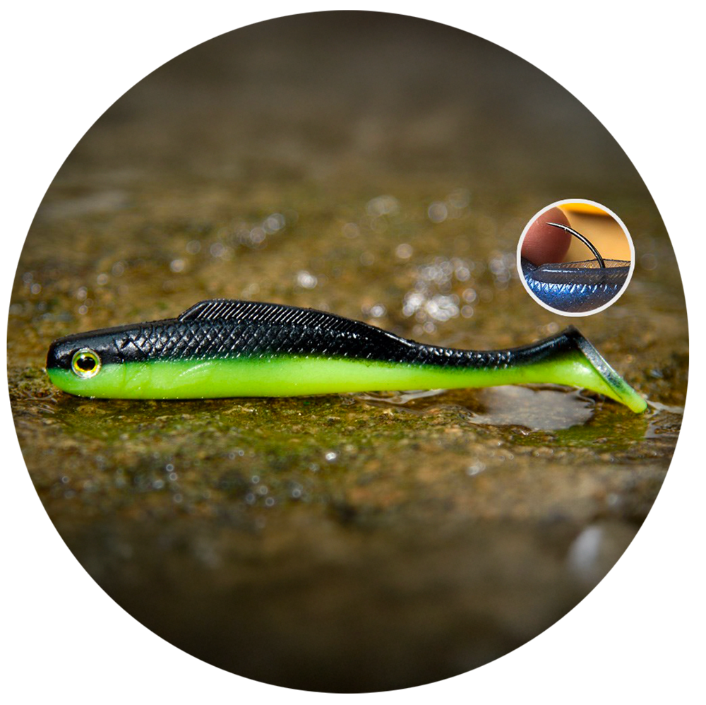 E-shop Redbass gumová nástraha ripper kicker black/signal yellow uv color - l 100 mm