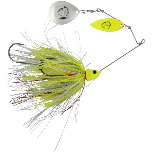Savage Gear Blyskáč Da’Bush Spinnerbait Yellow Silver Holo Flame